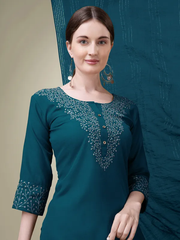 Morpich_Embroidered_Kurta_Set_With_Pants_And_Printed_Dupatta_For_Women