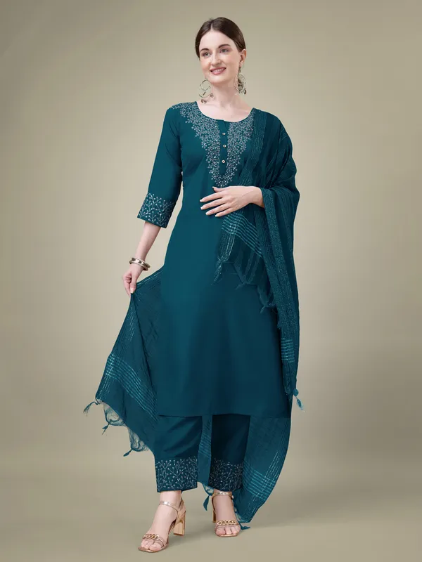 Morpich_Embroidered_Kurta_Set_With_Pants_And_Printed_Dupatta_For_Women