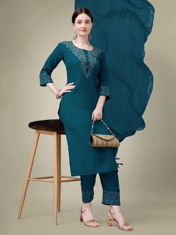Morpich_Embroidered_Kurta_Set_With_Pants_And_Printed_Dupatta_For_Women