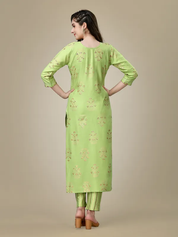 Light_Green_Elegant_Embroidered_Kurta_Set_With_Striped_Pants_For_Women