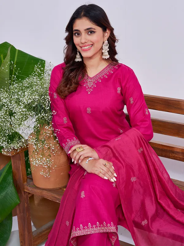 Rani_Embroidered_Kurta_Set_With_Pants_And_Matching_Dupatta_For_Women