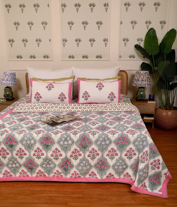 Grey_100%_Cotton_Hand_Block_Quilted_Bedcover_King_For_Everyday_Use