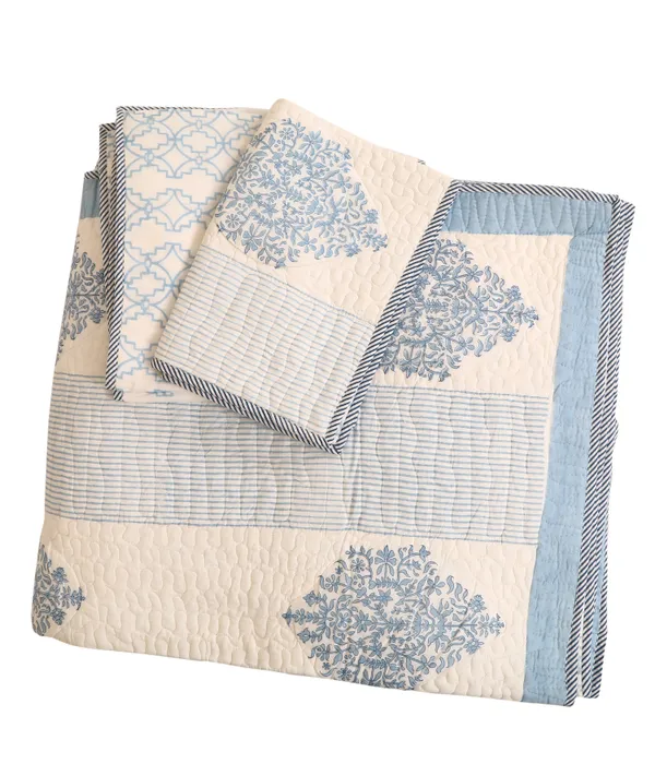 Off_White_100%_Cotton_Hand_Block_Quilted_Bedcover_King_For_Everyday_Use