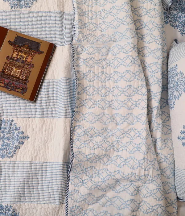 Off_White_100%_Cotton_Hand_Block_Quilted_Bedcover_King_For_Everyday_Use