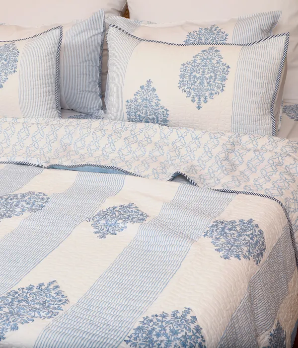 Off_White_100%_Cotton_Hand_Block_Quilted_Bedcover_King_For_Everyday_Use