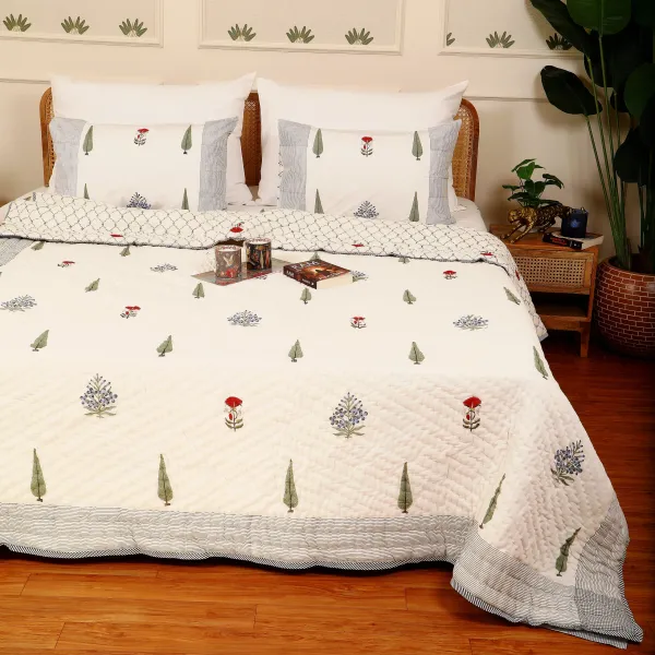 Off_White_100%_Cotton_Hand_Block_Bedding_Sets_For_Everyday_Use