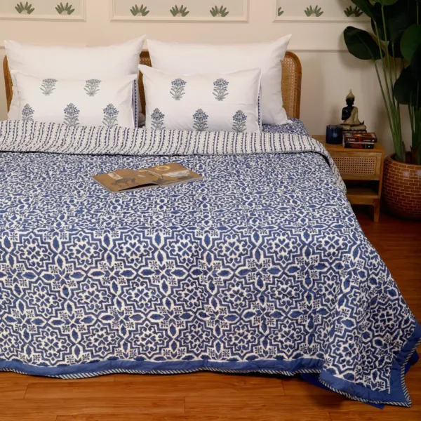 Blue_100%_Cotton_Hand_Block_Bedding_Sets_For_Everyday_Use