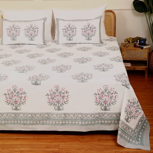 Off_White_100%_Cotton_Hand_Block_Bedsheet_King_For_Everyday_Use
