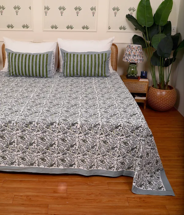 Green_100%_Cotton_Hand_Block_Bedsheet_King_For_Everyday_Use