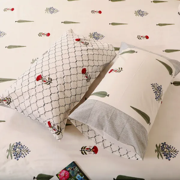 Off_White_100%_Cotton_Hand_Block_Bedsheet_King_For_Everyday_Use