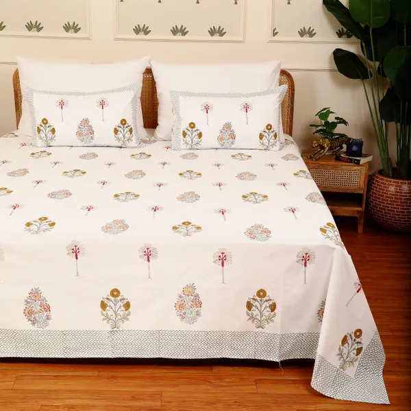 Off_White_100%_Cotton_Hand_Block_Bedsheet_King_For_Everyday_Use