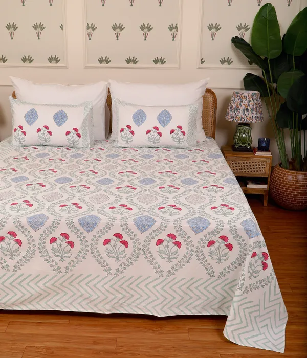 Off_White_100%_Cotton_Hand_Block_Bedsheet_King_For_Everyday_Use