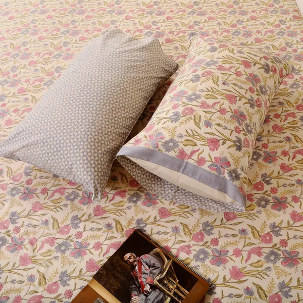 Beige_100%_Cotton_Hand_Block_Bedsheet_King_For_Everyday_Use