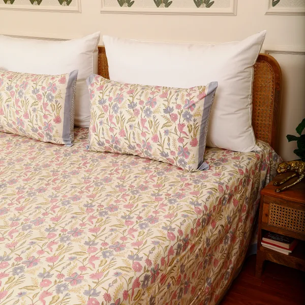 Beige_100%_Cotton_Hand_Block_Bedsheet_King_For_Everyday_Use