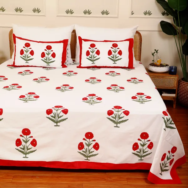 Off_White_100%_Cotton_Hand_Block_Bedsheet_King_For_Everyday_Use