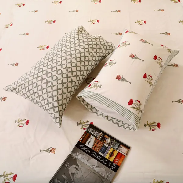 White_100%_Cotton_Hand_Block_Bedsheet_King_For_Everyday_Use