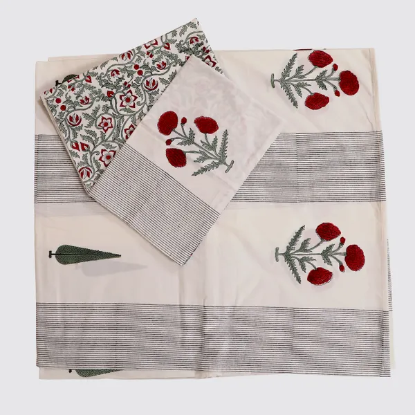 Off_White_100%_Cotton_Hand_Block_Bedsheet_King_For_Everyday_Use