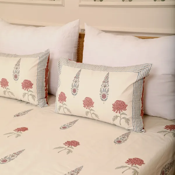 Beige_100%_Cotton_Hand_Block_Bedsheet_King_For_Everyday_Use