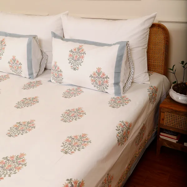 Off_White_100%_Cotton_Hand_Block_Bedsheet_King_For_Everyday_Use