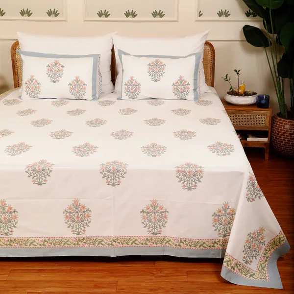 Off_White_100%_Cotton_Hand_Block_Bedsheet_King_For_Everyday_Use