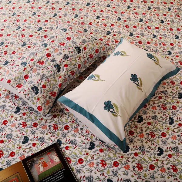 Off_White_100%_Cotton_Hand_Block_Bedsheet_King_For_Everyday_Use