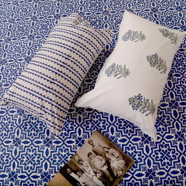 Blue_100%_Cotton_Hand_Block_Bedsheet_King_For_Everyday_Use