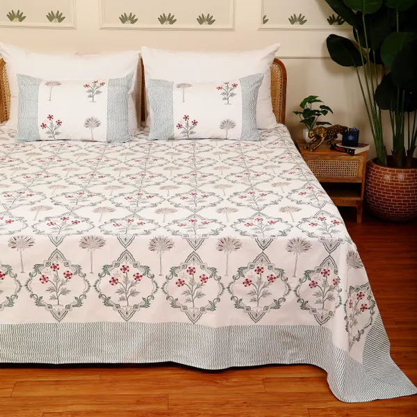 Off_White_100%_Cotton_Hand_Block_Bedsheet_King_For_Everyday_Use