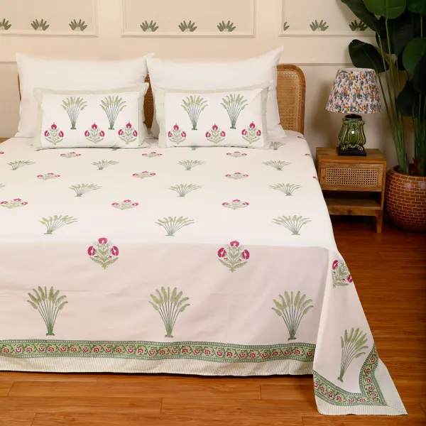 Off_White_100%_Cotton_Hand_Block_Bedsheet_King_For_Everyday_Use