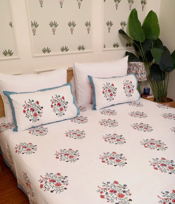 Off_White_100%_Cotton_Hand_Block_Bedsheet_King_For_Everyday_Use