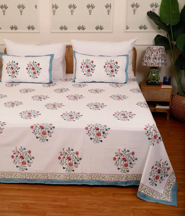 Off_White_100%_Cotton_Hand_Block_Bedsheet_King_For_Everyday_Use