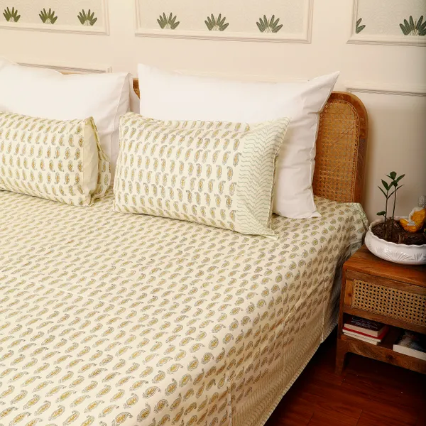 Beige_100%_Cotton_Hand_Block_Bedsheet_King_For_Everyday_Use