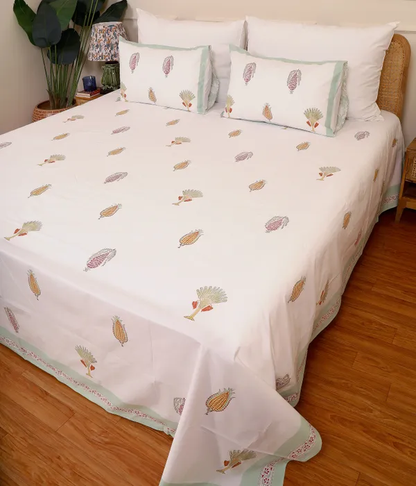 Off_White_100%_Cotton_Hand_Block_Bedsheet_King_For_Everyday_Use