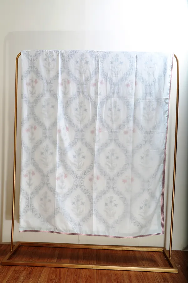 Off_White_100%_Pure_Mulmul_Cotton_Hand_Block_Mulmul_Dohar_King_For_Everyday_Use