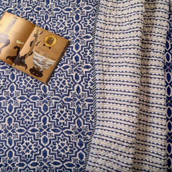 Blue_100%_Cotton_Hand_Block_King_Size_Quilt_For_Everyday_Use