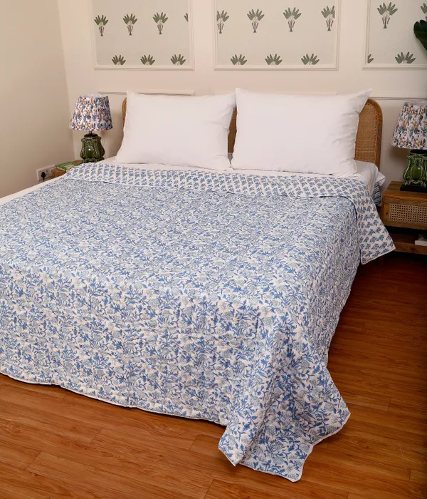 Blue_100%_Cotton_Hand_Block_King_Size_Quilt_For_Everyday_Use