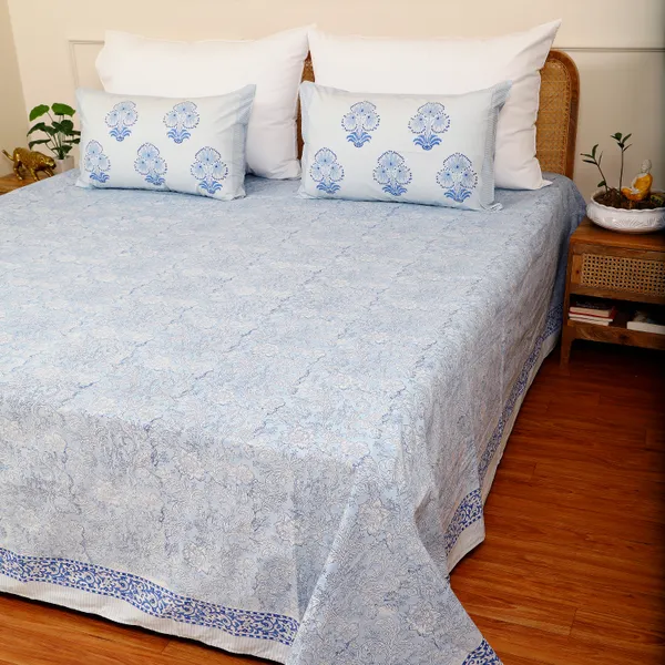 Blue_100%_Cotton_Hand_Block_Bedsheet_Super_King_For_Everyday_Use