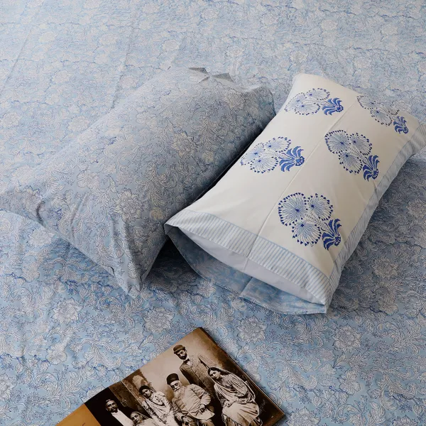 Blue_100%_Cotton_Hand_Block_Bedsheet_Super_King_For_Everyday_Use