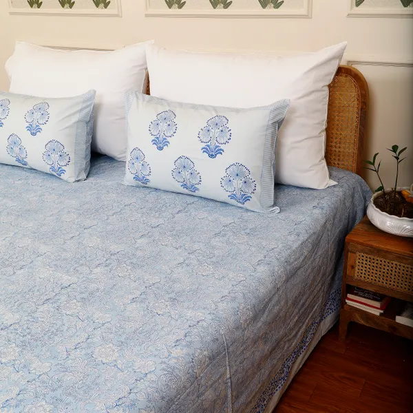 Blue_100%_Cotton_Hand_Block_Bedsheet_Super_King_For_Everyday_Use
