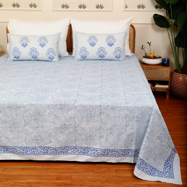 Blue_100%_Cotton_Hand_Block_Bedsheet_Super_King_For_Everyday_Use