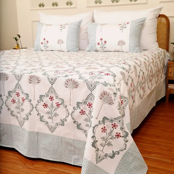 Off_White_100%_Cotton_Hand_Block_Bedsheet_Super_King_For_Everyday_Use