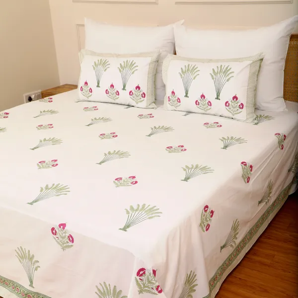 Off_White_100%_Cotton_Hand_Block_Bedsheet_Super_King_For_Everyday_Use
