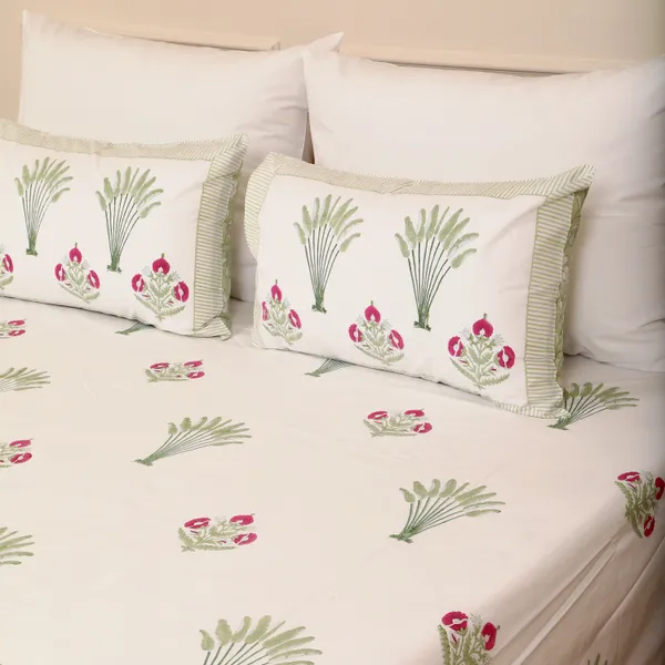 Off_White_100%_Cotton_Hand_Block_Bedsheet_Super_King_For_Everyday_Use