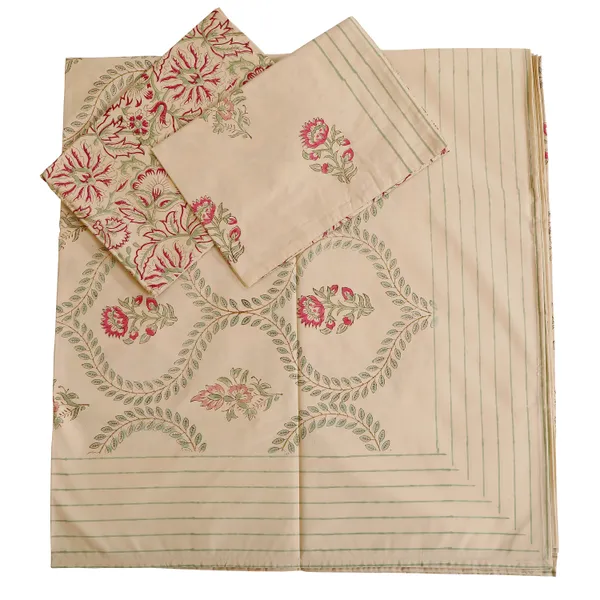 Beige_100%_Cotton_Hand_Block_Bedsheet_Super_King_For_Everyday_Use