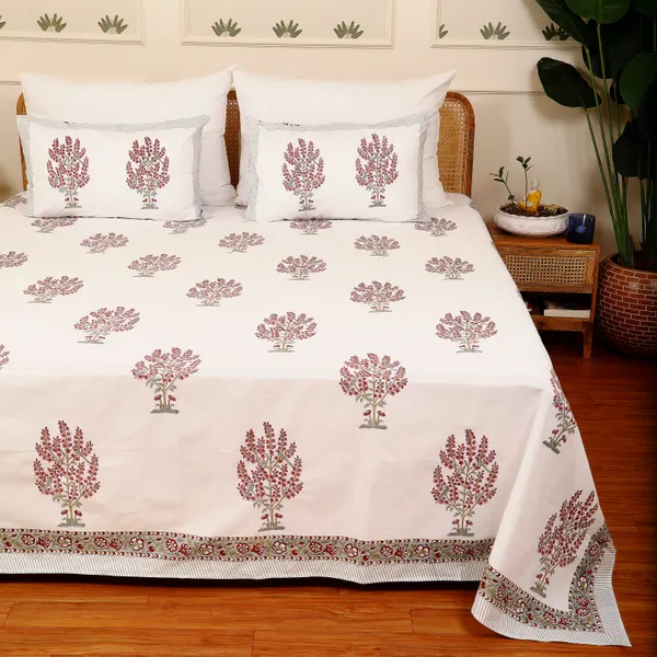 Off_White_100%_Cotton_Hand_Block_Bedsheet_Super_King_For_Everyday_Use