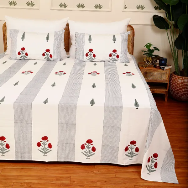 Off_White_100%_Cotton_Hand_Block_Bedsheet_Super_King_For_Everyday_Use
