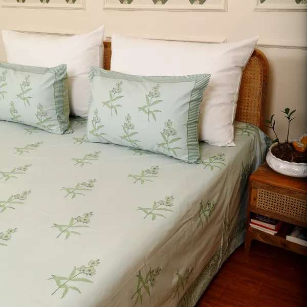 Mint_100%_Cotton_Hand_Block_Bedsheet_Super_King_For_Everyday_Use