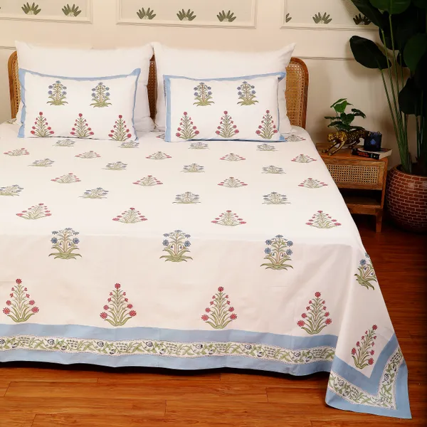 Off_White_100%_Cotton_Hand_Block_Bedsheet_Super_King_For_Everyday_Use