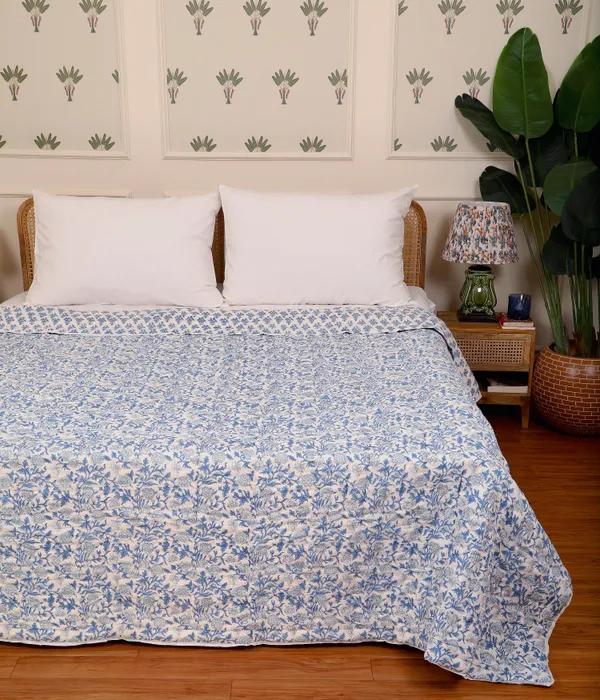 Off_White_100%_Cotton_Hand_Block_Single_Size_Quilt_For_Everyday_Use