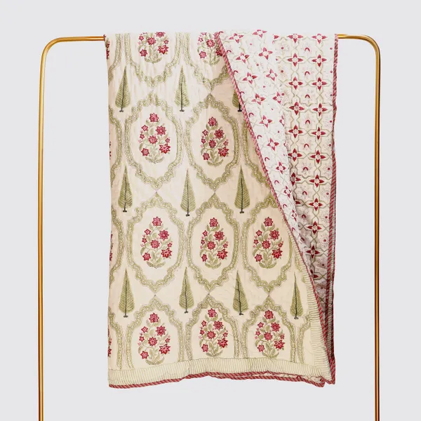 Off_White_100%_Cotton_Hand_Block_Single_Size_Quilt_For_Everyday_Use