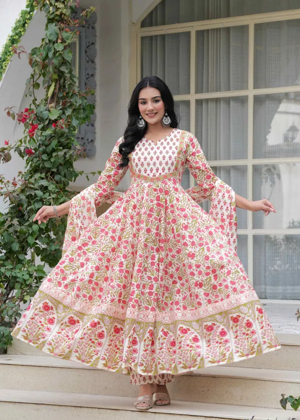 Off_White_&_Pink_Cotton__And_Anarkali_Kurta_For_Women